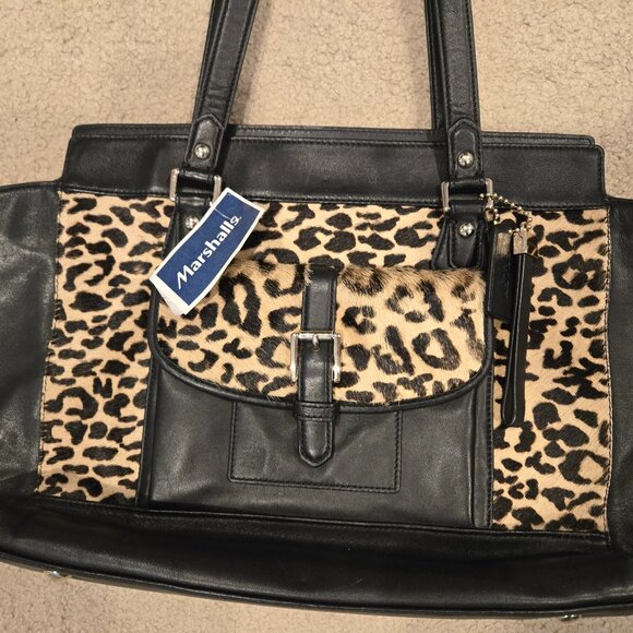 Coach NWT Animal Print Leopard Black Handbag - Picture 2 of 3
